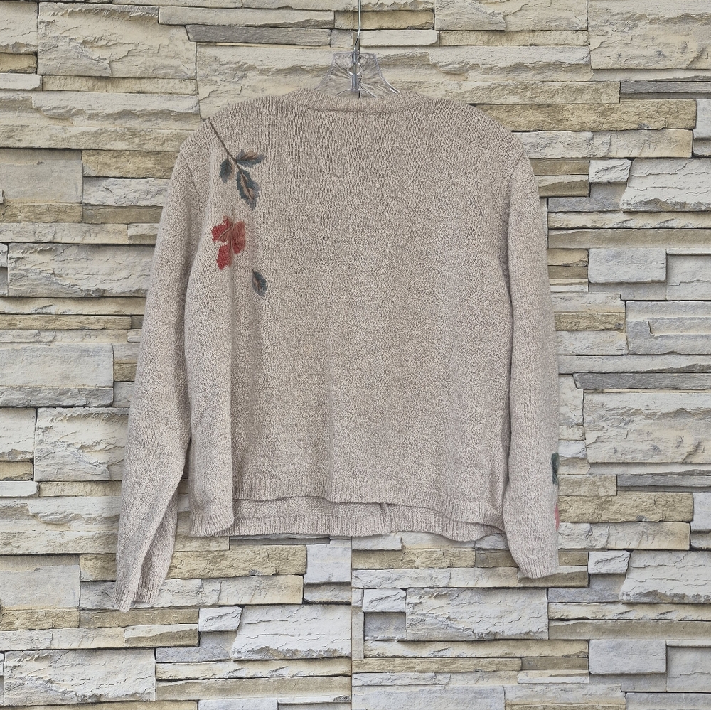 ​Monterey By Koret Cardigan Women's XL Beige Floral Linen Blend Boho Cottagecore - Picture 2 of 12